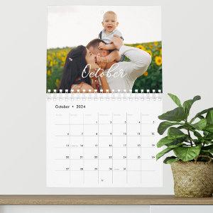 2024 Family Custom Photo Chic Script Calendar