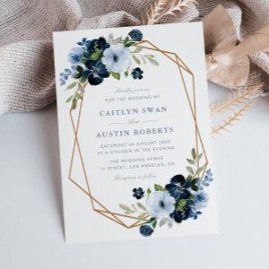 Navy & light blue floral geometric wedding